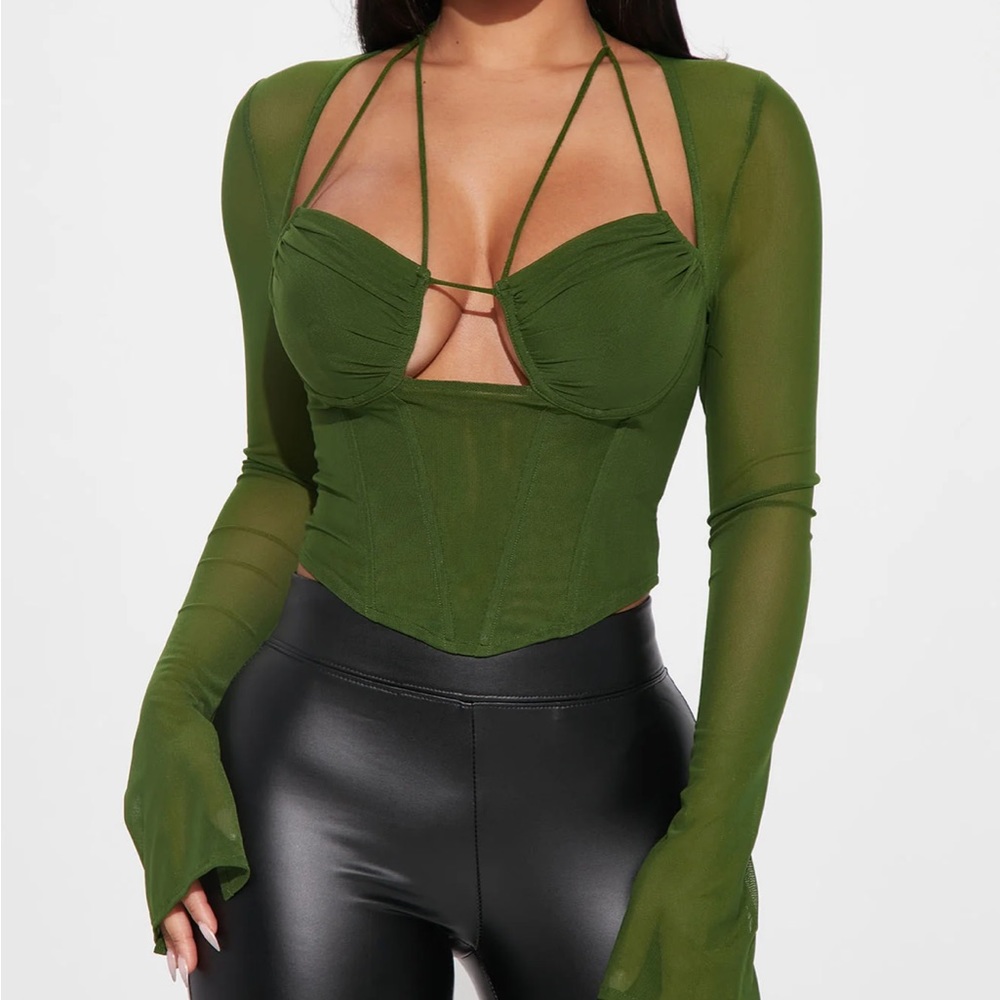 Fashion Nova Melanie Mesh Corset Top